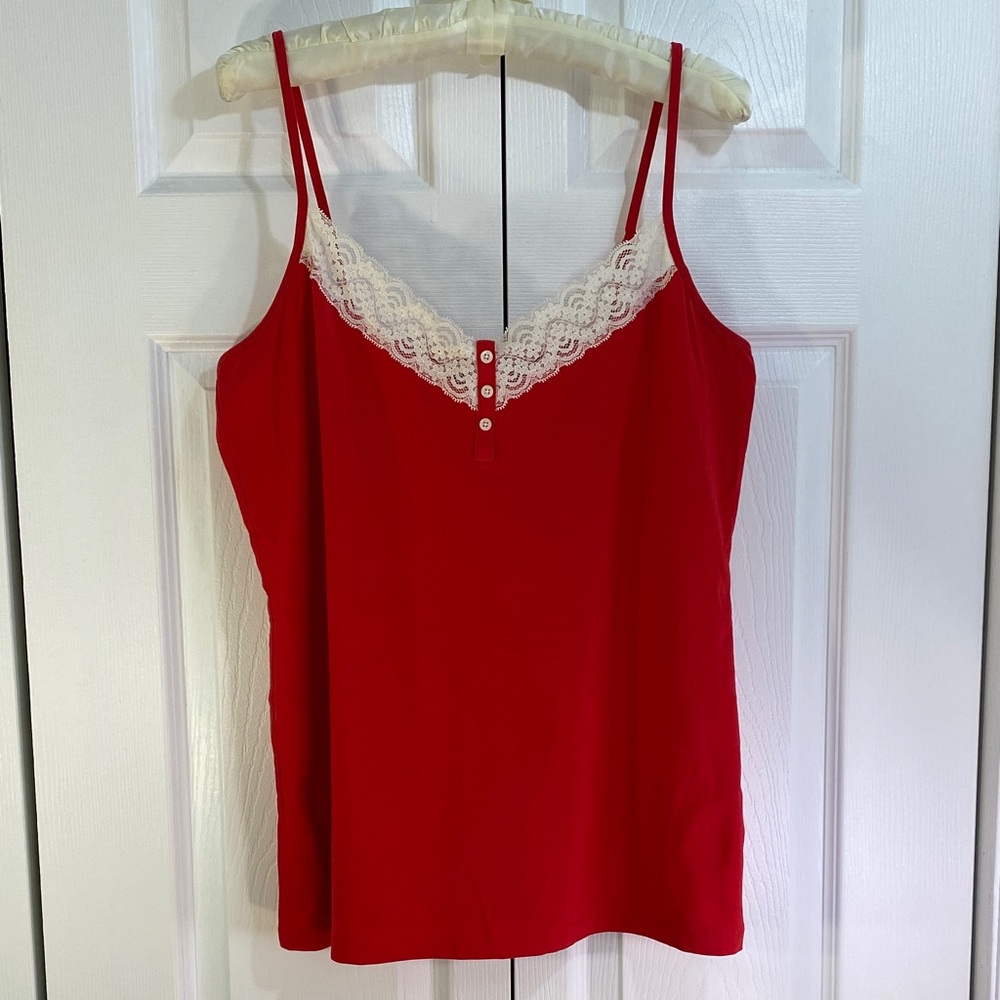 4 for $25 - Old Navy Cotton Spandex Red Camisole with Lace Trim, XL